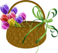 a may day basket of tulips